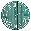 Elegant Designs Wood Plank Rustic Coastal Wall Clock, 23", Dark Aqua Wash 1 thumbnail image