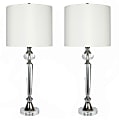 LumiSource Torch Contemporary Desktop Table Lamps, 28-1/2”H, Off-White Shade/Polished Chrome Base, Set Of 2 Lamps