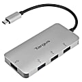 Targus® USB-C To 4-Port USB-A Hub, 1-13/16”H x 3-3/4”W x 1/2”D, Silver, ACH226BT