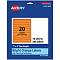 Avery® Printable Labels With Sure Feed® Technology, 94202-BOP10, Rectangle, 1" x 4", Matte Bright Orange, Pack of 200 1 thumbnail image