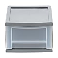 Iris® Stackable Storage Bin With Drawer, 5-13/16"H x 8-3/4"W x 12-3/4"D, Gray