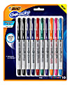 BIC® Gel-ocity Smooth Stic Gel Pens, Fine Point, 0.5 mm, Clear Barrels, Assorted Ink Colors, Pack Of 10 Pens