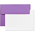 JAM Paper® Stationery Set, 5 1/4" x 7 1/4", 30% Recycled, Set Of 25 White Cards And 25 Violet Purple Envelopes