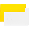JAM Paper® Stationery Set, 5 1/4" x 7 1/4", 30% Recycled, Set Of 25 White Cards And 25 Yellow Envelopes