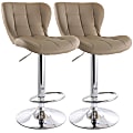 Elama Adjustable Faux Leather Bar Stools, Camel/Chrome, Set Of 2 Stools 1 thumbnail image