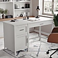 Martha Stewart Hutton Shaker Style 54"W Home Office Computer Desk With Storage, Gray/Brushed Nickel