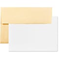 JAM Paper® Stationery Set, 5 1/4" x 7 1/4", 30% Recycled, Set Of 25 White Cards And 25 Antique Gold Envelopes