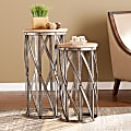 Southern Enterprises Mencino Accent Tables, Round, Antique Silver/Weathered Fir, Set Of 2 1 thumbnail image
