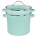 Martha Stewart Steel Dual Stock Pot And Steamer Set, 8 Quart, Aqua