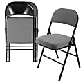 Elama Metal Folding Chairs With Padded Seats, Gray/Black, Set Of 4 Chairs