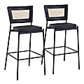 LumiSource Rattan Tania Contemporary Bar Stools, Black, Set Of 2 Stools