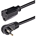 StarTech.com 6ft (2m) Power Extension Cord, Right Angle NEMA 5-15P to NEMA 5-15R, 13A 125V, 16AWG, Black, Flat Outlet Extension Cable