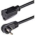 StarTech.com 6ft (2m) Power Extension Cord, Right Angle NEMA 5-15P to NEMA 5-15R, 13A 125V, 16AWG, Black, Flat Outlet Extension Cable 1 thumbnail image