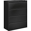 HON® Brigade® 800 42"W Lateral 4-Drawer File Cabinet, Metal, Black 1 thumbnail image