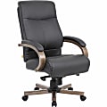 Lorell® Bonded Leather High-Back Executive Chair, Leather Back/Seat, Brown 1 thumbnail image