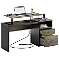 Bestier 60"W Large Lift-Top Adjustable-Height Office Standing Desk With File Drawer & Power Outlet USB, Gray 1 thumbnail image