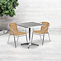 Flash Furniture Lila Square Aluminum Indoor-Outdoor Table With 2 Chairs, 27-1/2"H x 27-1/2"W x 27-1/2"D, Beige, Set Of 3