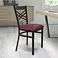 Flash Furniture X Back Restaurant Accent Chair, Burgundy Seat/Black Frame