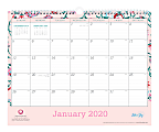 Blue Sky™ Monthly Wall Calendar, Breast Cancer Awareness, 15" x 12", Garden Flower, January To December 2020, 101630