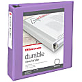 Office Depot® 3-Ring Durable View Binder, 2" Round Rings, 49% Recycled, Purple