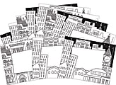 Barker Creek Name Badges/Self-Adhesive Labels, 3 1/2" x 2 3/4", Color Me! Cityscape, Pack Of 45
