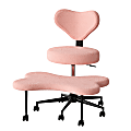 Pinmoco Ergonomic Fabric Mid-Back Cross-Legged Swivel Task Chair, Pink 1 thumbnail image