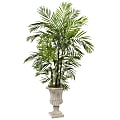 Nearly Natural 6'H UV-Resistant Areca Palm Artificial Tree With Urn, 72"H x 44"W x 40"D, Gray/Green