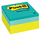 Post-it Notes Memo Cubes, 3" x 3", Green Wave, Pack Of 1 Cube
