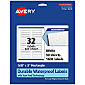 Avery® Waterproof Permanent Labels With Sure Feed®, 94214-WMF50, Rectangle, 5/8" x 3", White, Pack Of 1,600