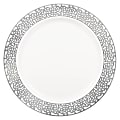 Amscan Premium Plastic Plates With Trim, 7-1/2", Lace, White/Silver, Pack Of 20 Plates