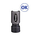 Xstamper Pre-Inked OK Stamp - Message Stamp - "OK" - 0.63" Impression Diameter - Blue - Recycled - 1 Each