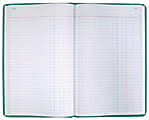 National® Brand Sewn Canvas Account Book, 12 1/8" x 7 5/8", 50% Recycled, Green, 33 Lines Per Page, Book Of 300 Pages