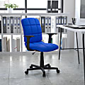 Flash Furniture Quilted Vinyl Mid-Back Swivel Task Chair, With T-Arms, Blue/Black