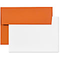 JAM Paper® Stationery Set, 5 1/4" x 7 1/4", Set Of 25 White Cards And 25 Dark Orange Envelopes