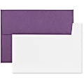 JAM Paper® Stationery Set, 5 1/4" x 7 1/4", Set Of 25 White Cards And 25 Dark Purple Envelopes