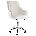 Elama Adjustable Faux Leather Mid-Back Rolling Office Chair, White/Chrome 1 thumbnail image