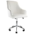 Elama Adjustable Faux Leather Mid-Back Rolling Office Chair, White/Chrome