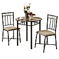 Monarch Specialties Owen Dining Table With 2 Chairs, Cappuccino/Bronze