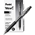 Pentel® WOW! Retractable Ballpoint Pens, Pack Of 36, Medium Point, Transparent Barrel, Black Ink