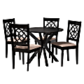 Baxton Studio Sadie Wood 5-Piece Dining Set, Beige/Espresso Brown