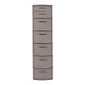 Inval 7-Drawer Tall Storage Cabinet, 47-1/4" x 12-1/2", Taupe