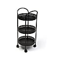 Mind Reader Round 3-Tier Metal Kitchen Trolley, Black