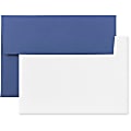 JAM Paper® Stationery Set, 5 1/4" x 7 1/4", Set Of 25 White Cards And 25 Presidential Blue Envelopes