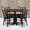 Flash Furniture Round Table With X-Base And 4 Ladder-Back Chairs, 30" x 36", Walnut/Black 1 thumbnail image