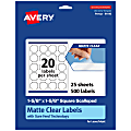 Avery® Permanent Labels With Sure Feed®, 94110-CMF25, Square Scalloped, 1-5/8" x 1-5/8", Matte Clear, Pack Of 500 1 thumbnail image