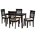 Baxton Studio Genesis Modern 5-Piece Dining Set, 29-3/16”H x 43-5/16”W x 27-9/16”D, Beige/Dark Brown