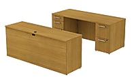 BBF 300 Series Double-Pedestal Desk With Credenza, 29 1/10"H x 71 1/10"W x 93"D, Modern Cherry, Premium Installation Service