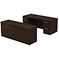 Bush Business Furniture 300 Series Office Desk With Credenza And Storage, 72"W x 30"D, Mocha Cherry, Standard Delivery