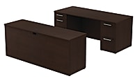 BBF 300 Series Double-Pedestal Desk With Credenza, 29 1/10"H x 71 1/10"W x 93"D, Mocha Cherry, Premium Installation Service