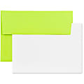 JAM Paper® Stationery Set, 4 3/4" x 6 1/2", Ultra Lime/White, Set Of 25 Cards And Envelopes 1 thumbnail image
